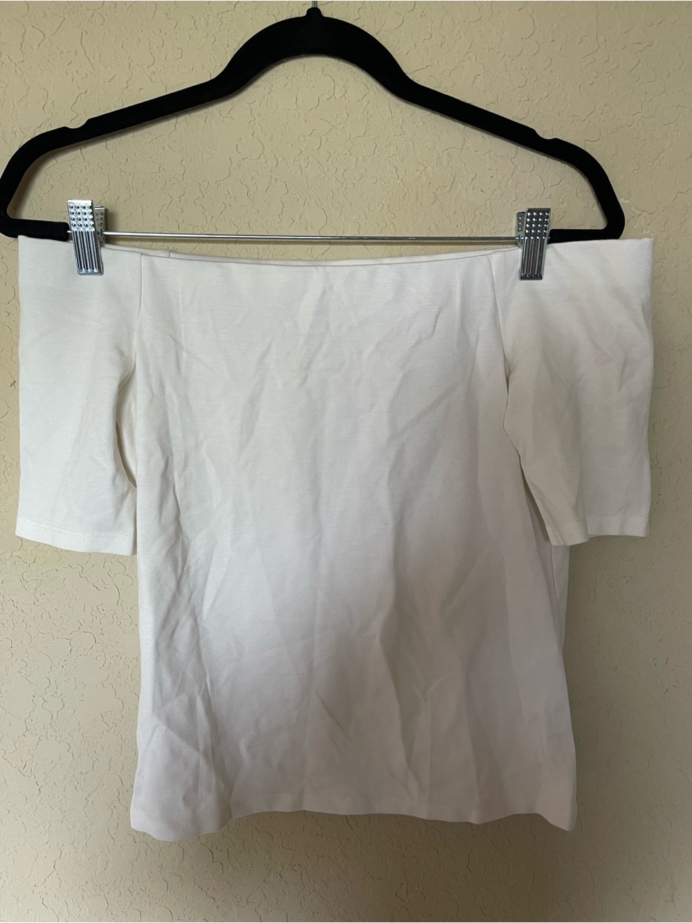 H&M White Off-Shoulder Ribbed Camisole Top